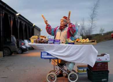 Dubliner Annie Walsh sells chocolate at Punchestown yesterday.