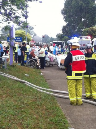 Emergency services on the scene of yesterday's Quaker Hill fire.