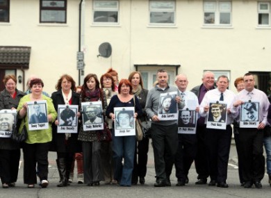 Relatives of those killed by British soldiers in 1971 at a press conference yesterday.