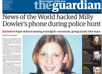 The Guardian's frontpage story which escalated the hacking scandal.