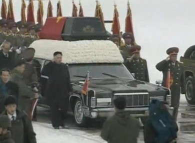 Kim Jong Un lead the funeral procession in Pyongyang earlier today