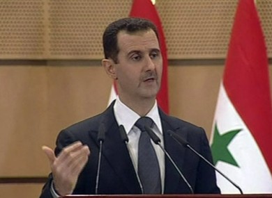 File photo of President Assad speaking on Syrian television.