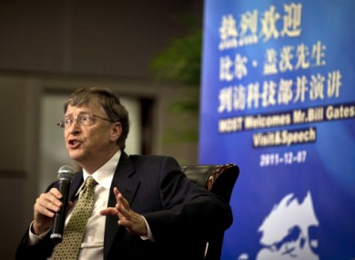 Bill Gates speaks to the press in Beijing today.