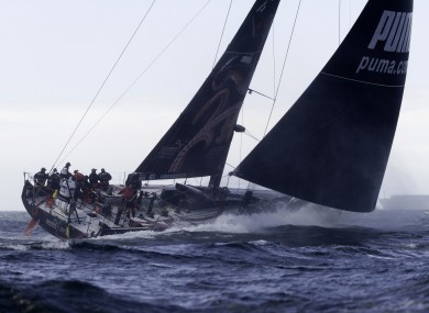 The PUMA racing team in action during leg two of the Volvo Ocean Race from Cape Town to Abu Dhabi.