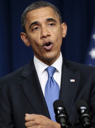 Obama at a press conference at the White House today.