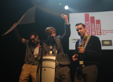 Two Door Cinema Club celebrate winning the 2011 Choice Music Prize