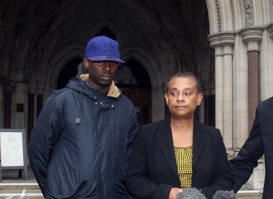 Stephen Lawrence's mother Doreen and brother Stuart (left) speak to the media outside the High Court in London earlier this year. Two men were today convicted of his murder.
