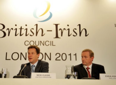 London, June 2011: NI First Minister Peter Robinson, Deputy PM Nick Clegg and Taoiseach Kenny at the last summit.