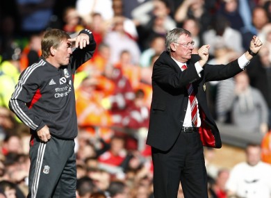 Dalglish and Ferguson stand side-by-side.
