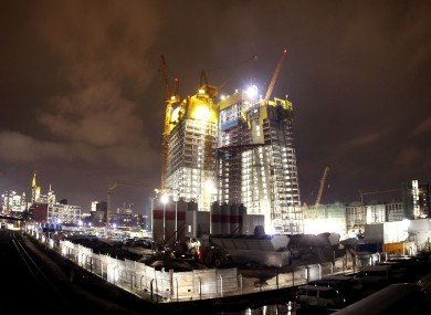 The ECB's new headquarters, the 'Skytower', under construction in Frankfurt.