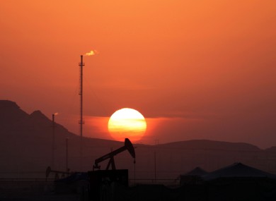 Oil pumps at work in the Iranian desert