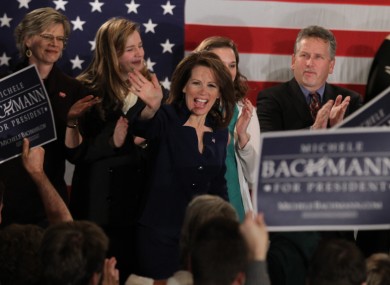 Michele Bachmann addressing supporters in Des Moines last night - just hours before she announced an end to her campaign anyway.