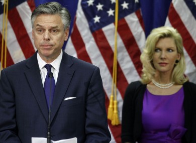 Jon Huntsman, accompanied by his wife Mary Kaye, announces he is ending his campaign.
