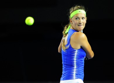 Belarus' Victoria Azarenka in action against Australia's Casey Dellacqua this week.