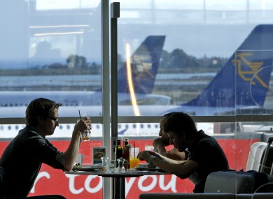 Passengers at Larnaca airport wait for the four-hour strike to end.