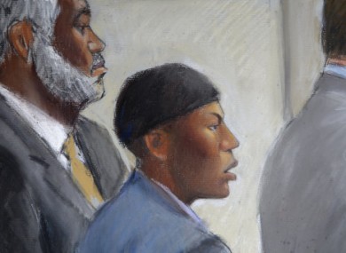 File courtroom drawing of Umar Farouk Abdulmutallab, centre.