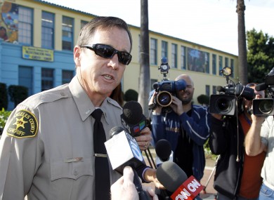 Los Angeles county Sheriff John Babbitt talks to the media outside the Miramonte Elementary School