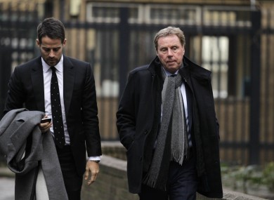 Harry Redknapp arrives at Southward Crown Court with son, Jamie, today.