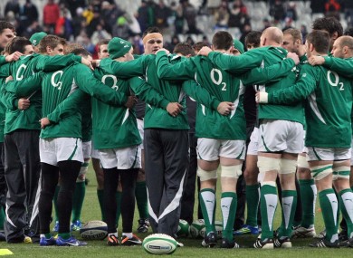 The Irish team at the Stade de France on Saturday night.