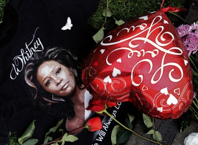A fan memorial to the singer outside the hotel where she died