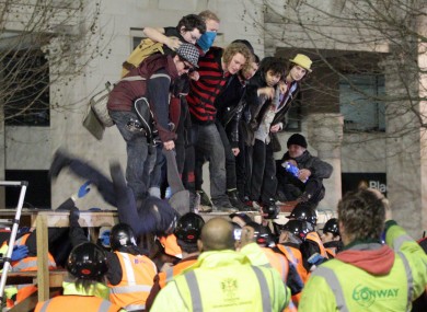 The Occupy camp at St Paul's cathedral being evicted during the night
