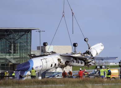 The remains of the Manx2 flight that crashed on landing at Cork airport last year
