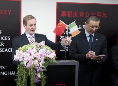 Taoiseach, Enda Kenny at the opening of Morgan McKinley's offices in Shanghai's Pudong high growth economic zone.