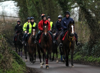 Kauto Star, front right, makes his way back from the gallops (file photo).