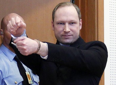 Anders Behring Breivik in court last month.