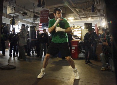 Matthew Macklin shadow boxes during a workout at New York's Trinity Boxing Club.