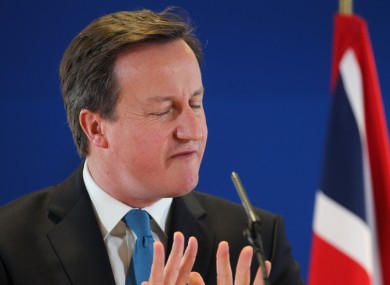 Cameron at a press conference in Brussels today.