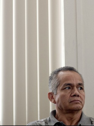 Pedro Pimentel Rios at his trial in Guatemala City yesterday