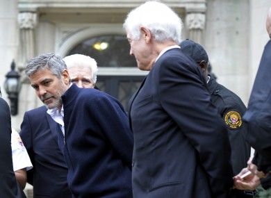 Rep Jim Moran, George Clooney and Nick Clooney being arrested today.