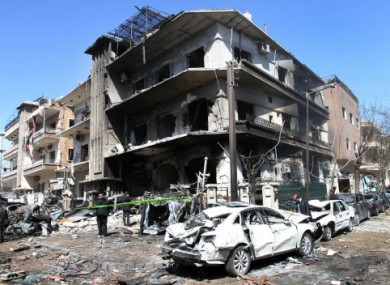The scene of one of today's explosions in Damascus.