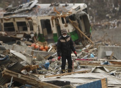 A tsunami-hit area of Miyagi Prefecture, Japan.