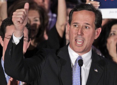 Rick Santorum addressing supporters at a campaign event last week. Santorum has today suspended his campaign, virtually assuring victory for Mitt Romney.