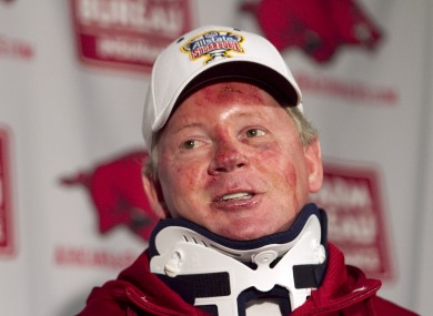 Bobby Petrino after his recent motorcycle accident.