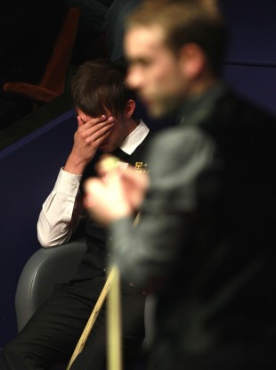 Judd Trump during the second round match during the Betfred.com World Snooker Championships at the Crucible.