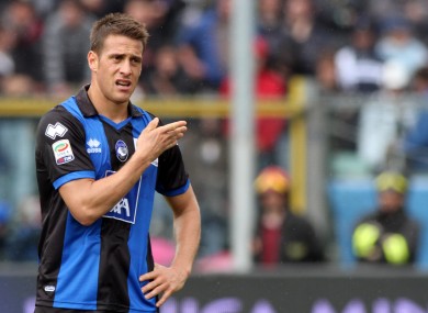 Atalanta's German Denis during a Serie A soccer match against Lazio in Bergamo.