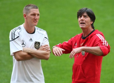 Bastian Schweinsteiger and Germany coach Joachim Loew.