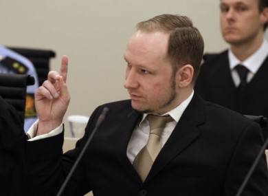 Breivik in court on 16 April.