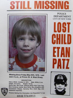 One of the posters appealing for information about Etan Patz's disappearance in 1979.