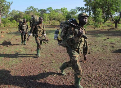 Ugandan soldiers searching for Kony in the Central African Republic jungle in April 2012.