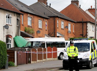The scene in Allenton, Derby where five children died in a house fire.