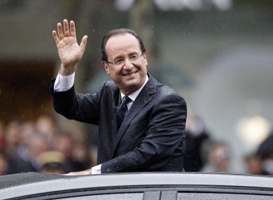 Francois Hollande after his inauguration earlier today. Plenty of rain but no lightning at that point.