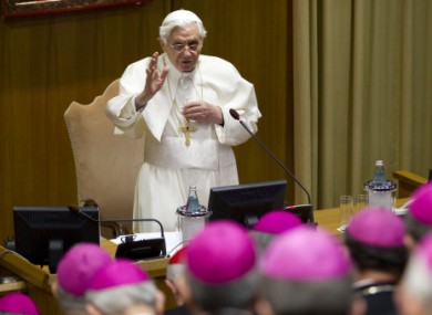 Pope Benedict XVI addresses the plenary assembly of the Italian Bishops' Conference yesterday.