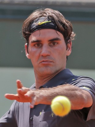 Roger Federer keeps his eye on the ball today.