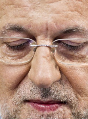 Spanish Prime Minister Mariano Rajoy during a press conference in the Netherlands today.