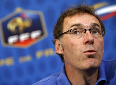 France's head coach Laurent Blanc meets journalists.