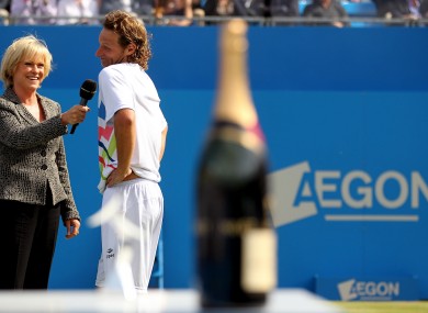 Nalbandian answers Sue Barker's questions after the default decision.